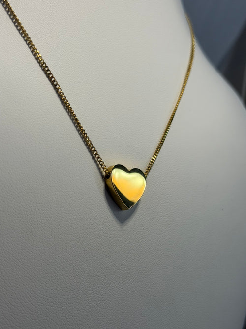 14K Double Gold-Filled Dainty Cuban Chain Blank Heart Necklace